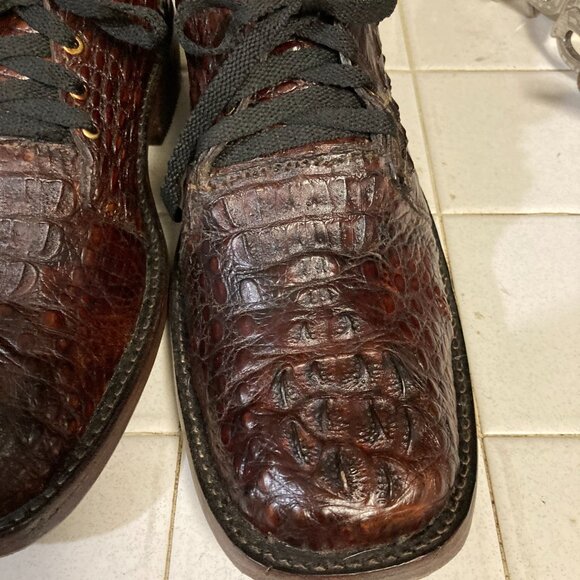HAND CRAFTED BROWN ALLIGATOR SHOES 11.5 EE main image 8